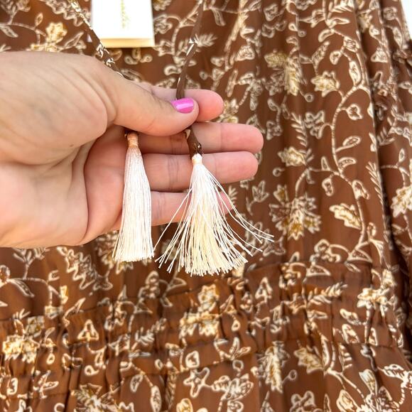 New Natalie Martin Maggie Dress Long Sleeve Short Mini Large Brown Maple NWT - Picture 8 of 11